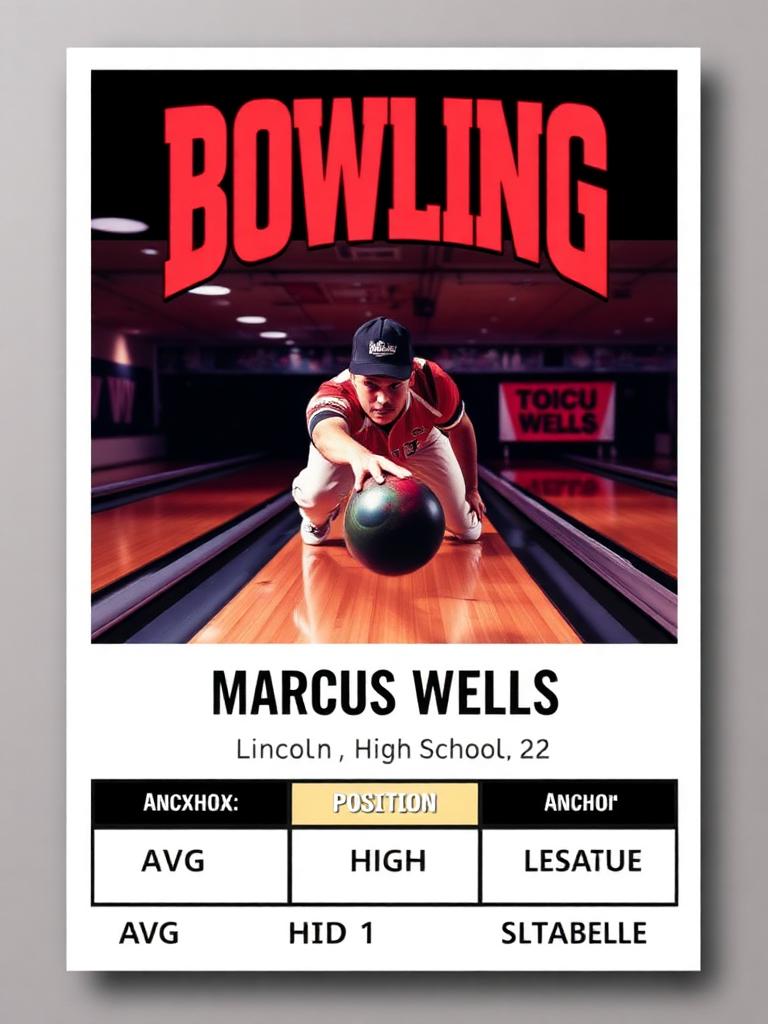 Custom high school bowling trading card