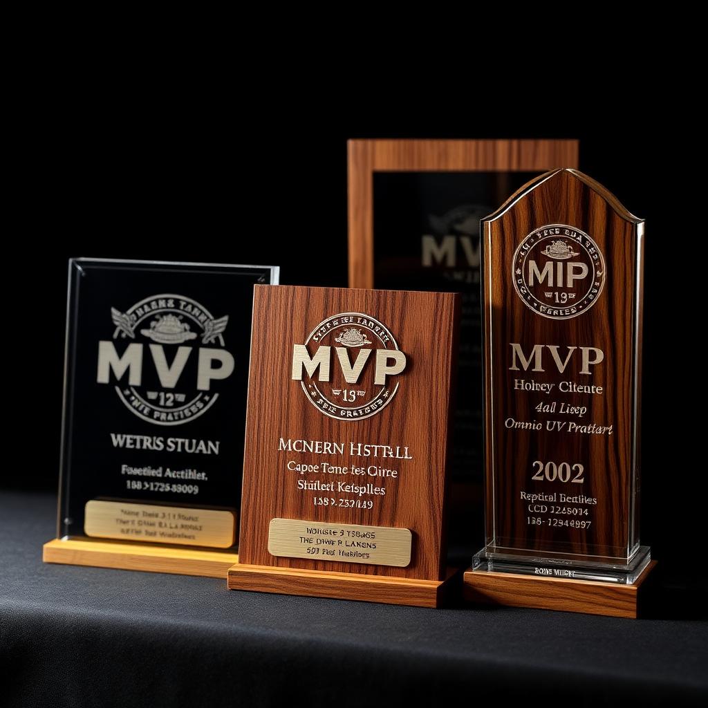 Laser-engraved and UV-printed sports award plaques and trophies